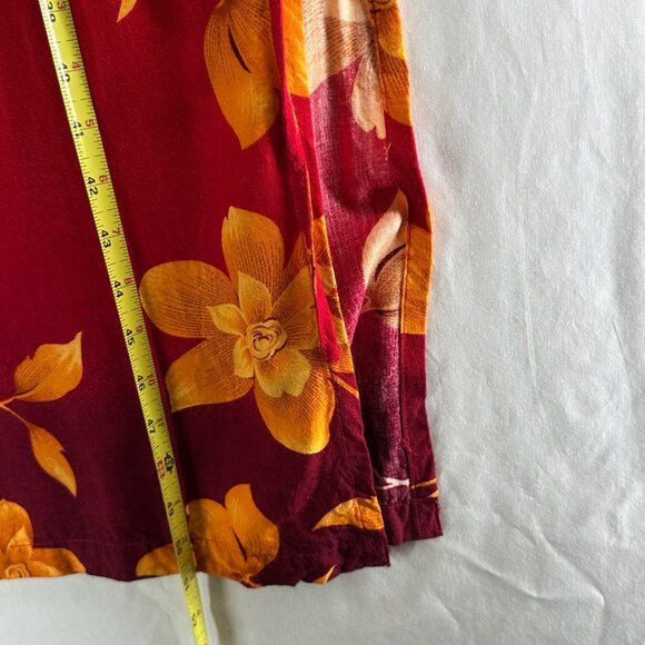 Jane Ashley Maxi Dress Womens L Sleeveless Waist Tie Floral Red Orange - Picture 9 of 10